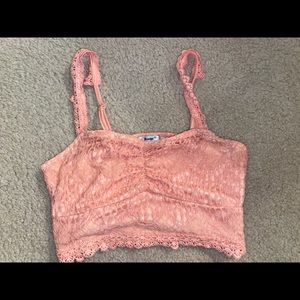 Coral lace crop top